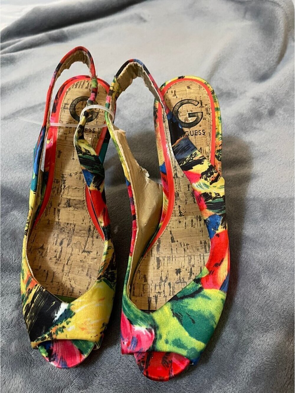 G by Guess | Women's Sz 10 | Guess Multicolor Slingback Peep-Toe Heels - Picture 8 of 10